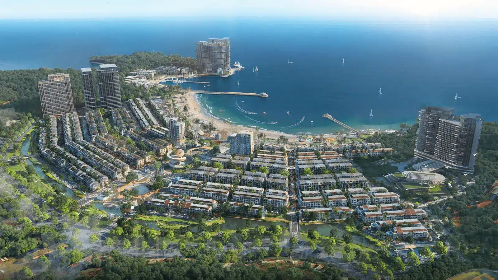 Toàn cảnh dự án Xanh Island Cát Bà với quy mô gần 50 ha và các khu vực chức năng đa dạng.