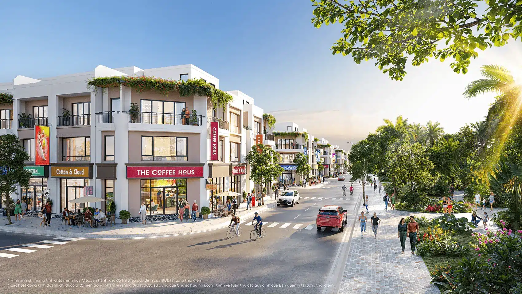 Phố thương mại sầm uất tại Vinhomes Green City với không gian xanh mát và tiện ích toàn diện.